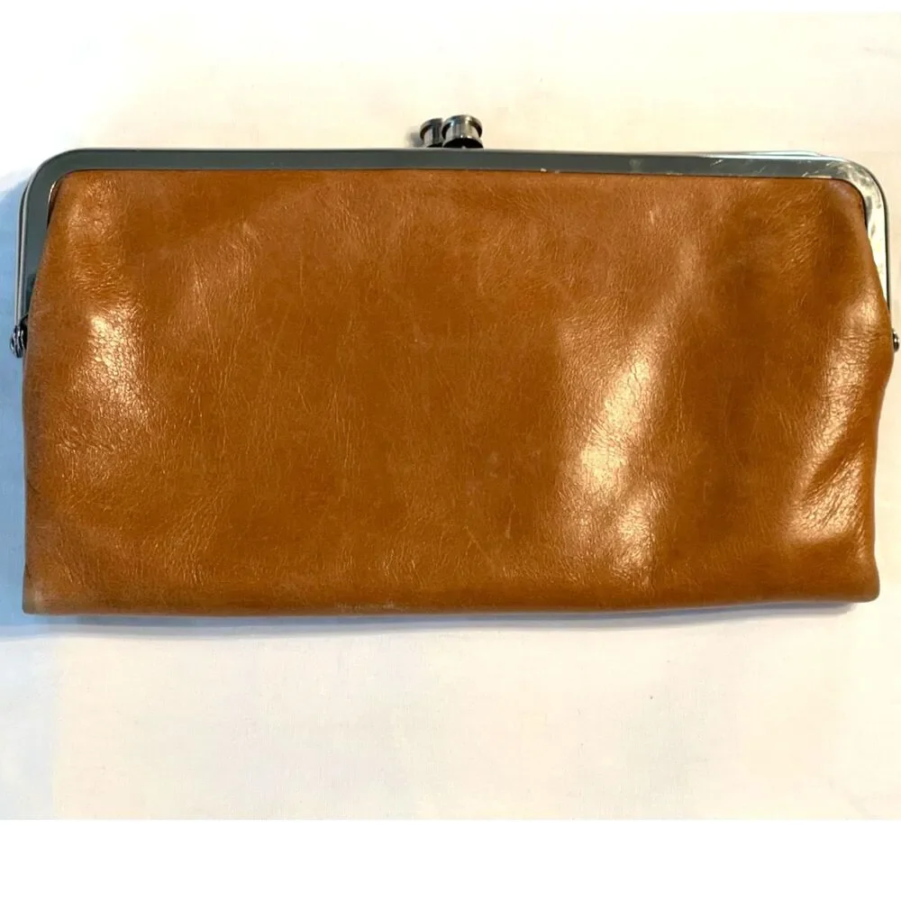 HOBO International Lauren Leather Double Kiss Locks Frame Clutch Wallet Vintage
